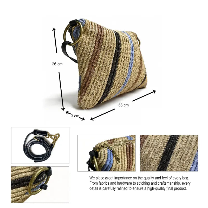 Raffia Straw Tote Bag Dimensions Details 33x3x26cm