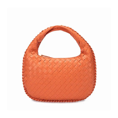 Woven PU Tote Handbag woven design daily PU material-orange