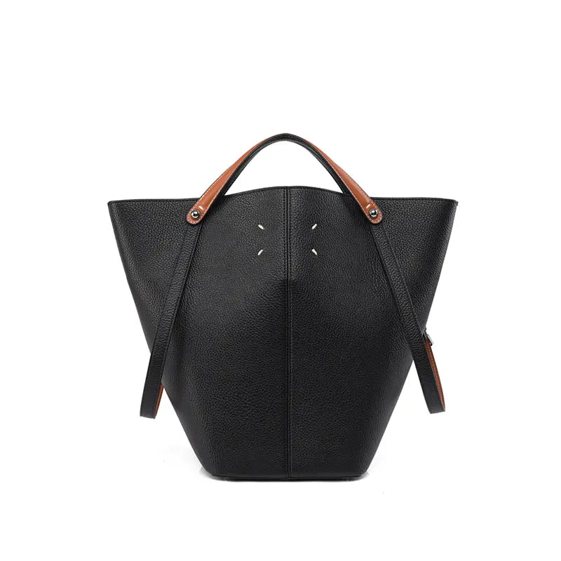 Vintage Large Capacity Commuter Bucket Bag Black view 1