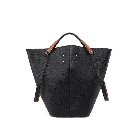 Vintage Large Capacity Commuter Bucket Bag Black view 1