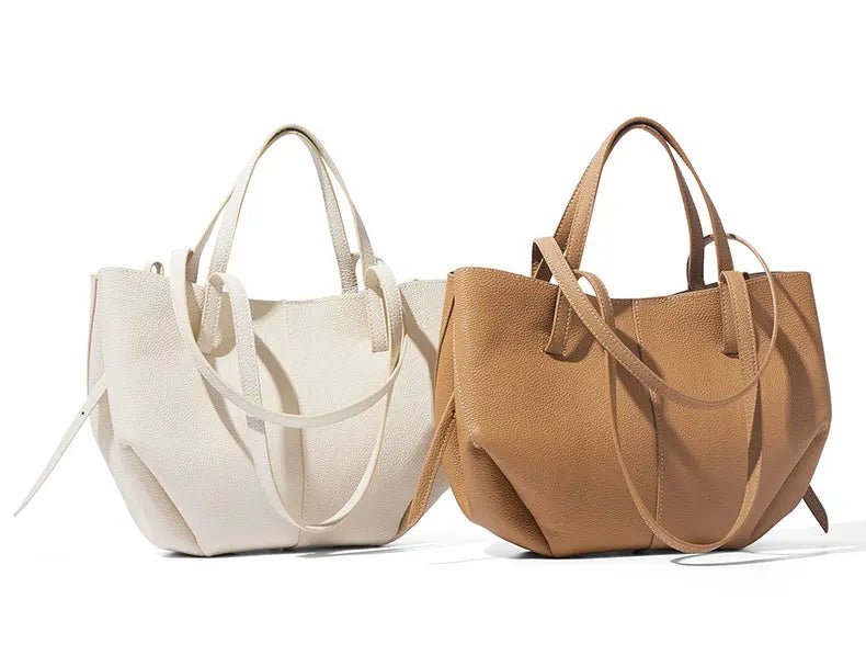 Premium top grain cowhide leather material Polene Cyme inspired croissant bag