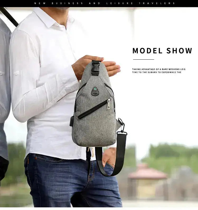 Range Bags Oxford Crossbody Bag Lifestyle - Men Wearing Lightweight Chest Pack for Sports