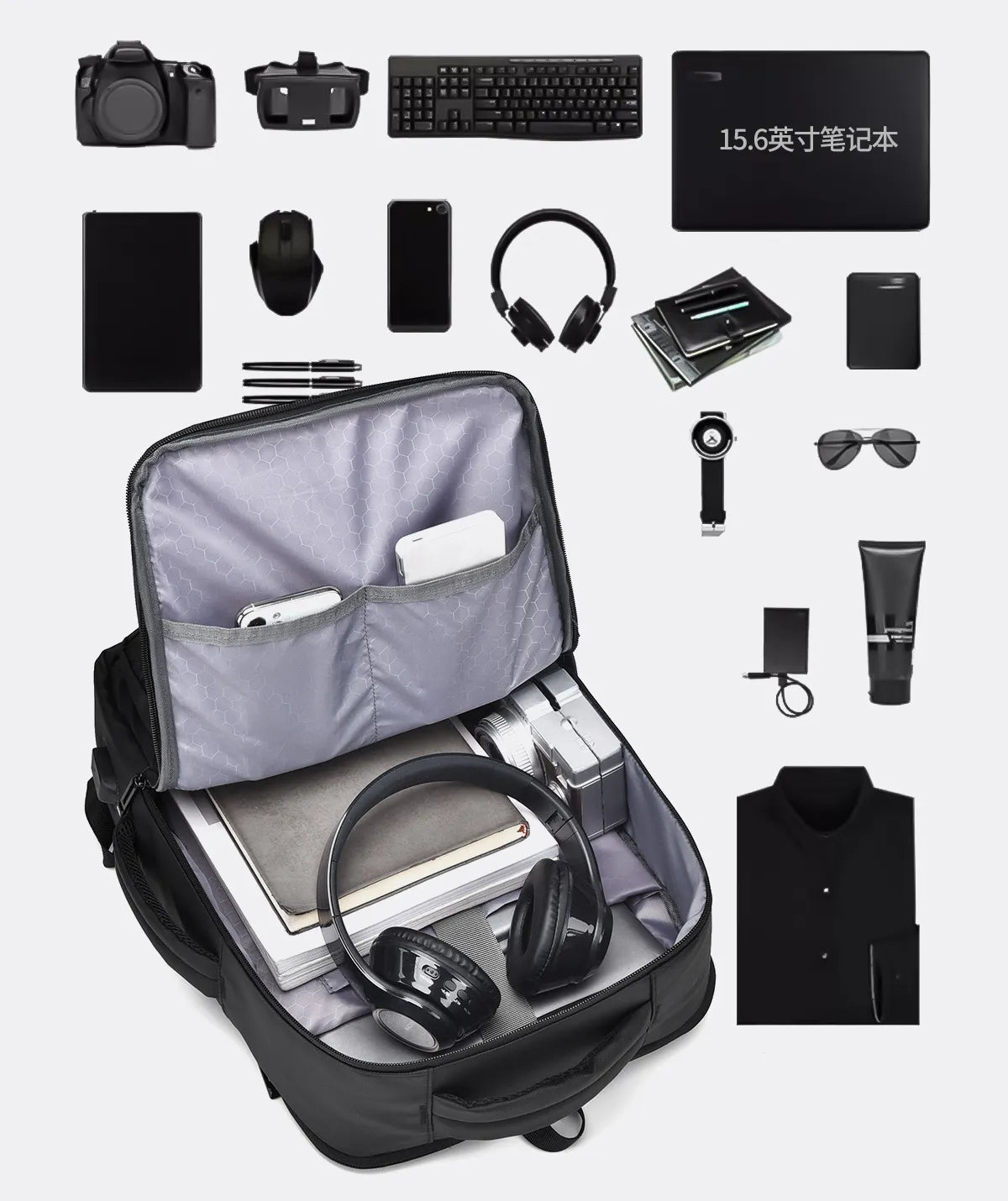 Range Bags Laptop Backpack Top View - Main Compartment with Quality Zipper and Grab Handle