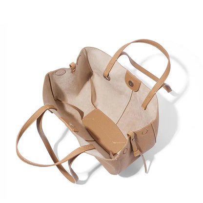 Polene Cyme Inspired Genuine Leather Croissant Shoulder Bag Biscuit Color - Front View