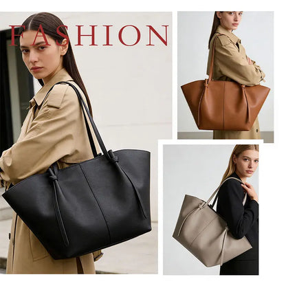 Women's Large Capacity PU Leather Tote Bag Camel Brown view 2