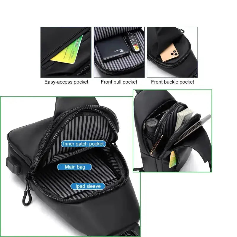 Range Bags PU Sling Bag Interior - Organized Main Compartment for Business Essentials