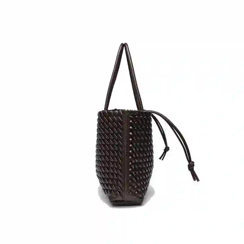 Woven tote bag black color variant front view