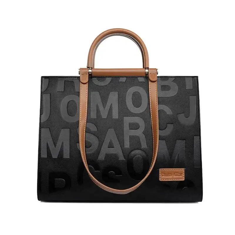 Embossed PU luxury handbag elegant daily style for women-brown