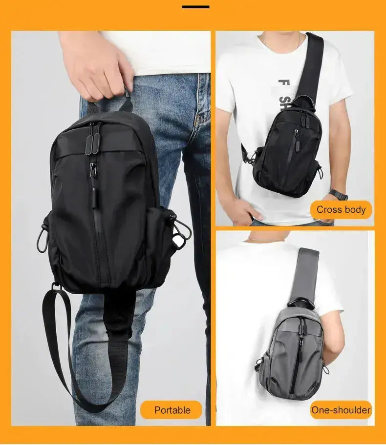 Range Bags Sling Bag Lifestyle Shot - Men Wearing Chest Pack for Daily Commute
