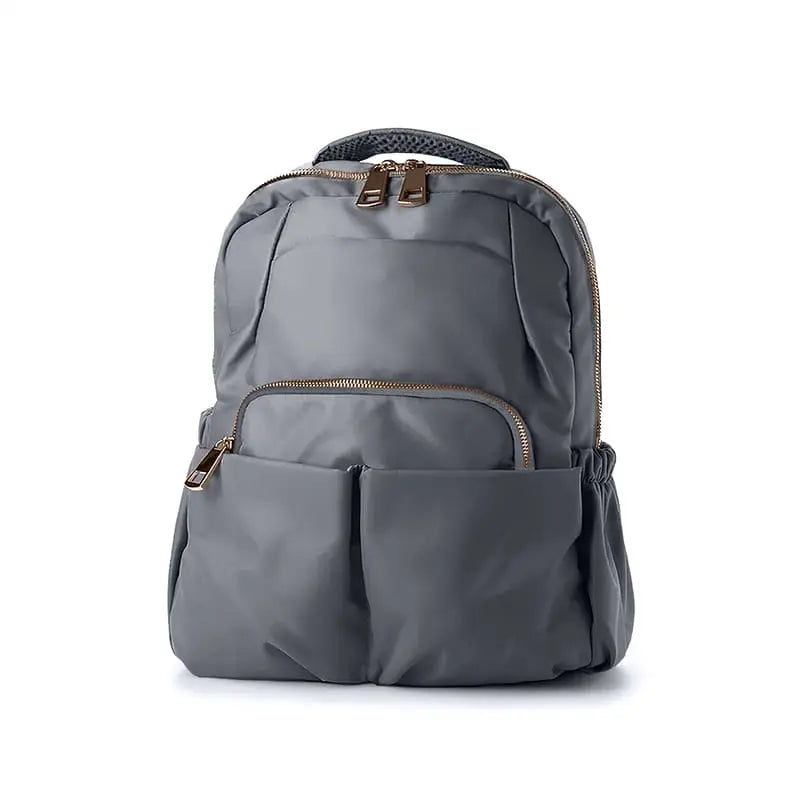 Nylon Laptop Backpack for Women – 14” Padded Compartment, Multi-Pocket Grey