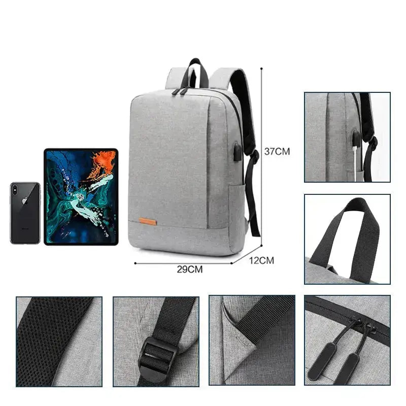 Business Backpack Detail - USB Charging Port and Laptop Compartment