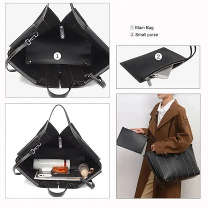 Work tote bag interior with matching zip pouch