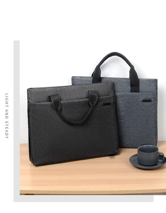 Black felt briefcase front view