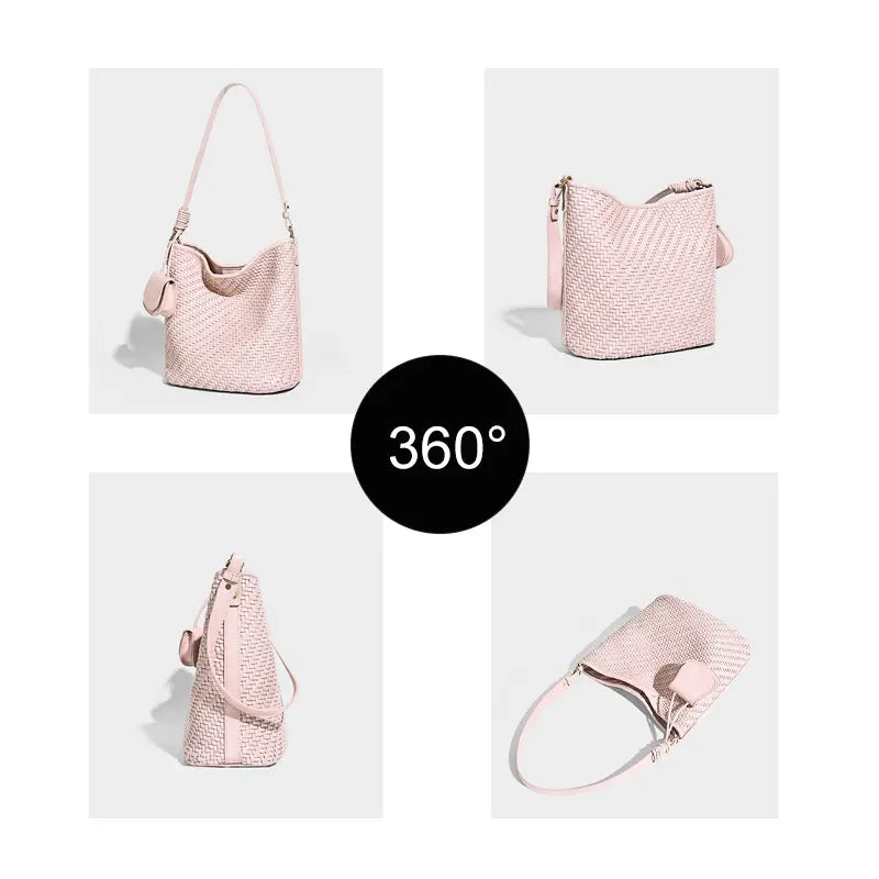 Woven Tote Bag 360 degree multi angle view