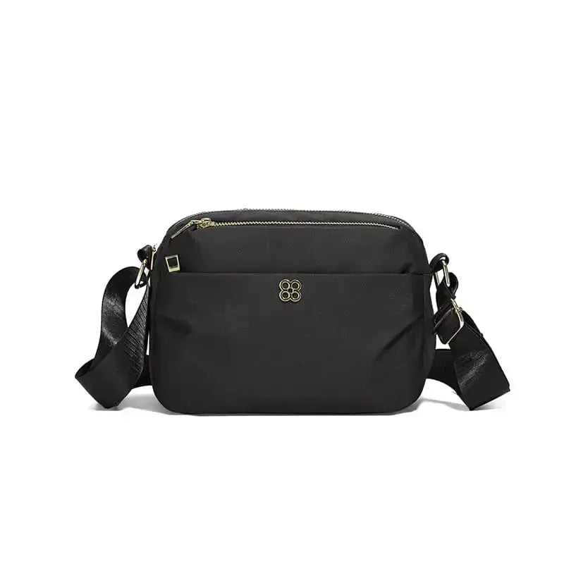 Nylon sling bag with multi pockets for daily use-black