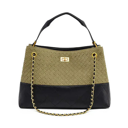 Vintage Suede Large Capacity Shoulder Handbag in matte finish front view - H Style.