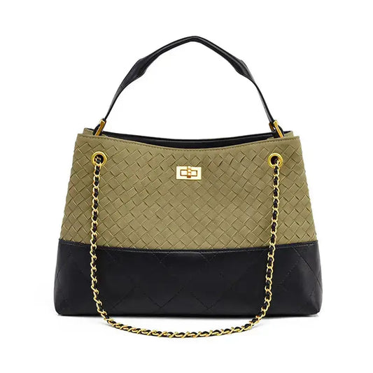 Vintage Suede Large Capacity Shoulder Handbag in matte finish front view - H Style.