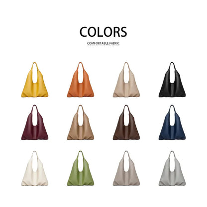 Soft PU Leather Hobo Tote Bag Black - Detail - Over-the-Shoulder Carry