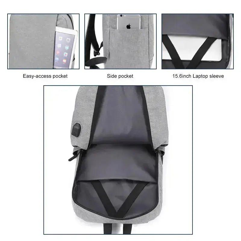 Business Backpack Detail - USB Charging Port and Laptop Compartment