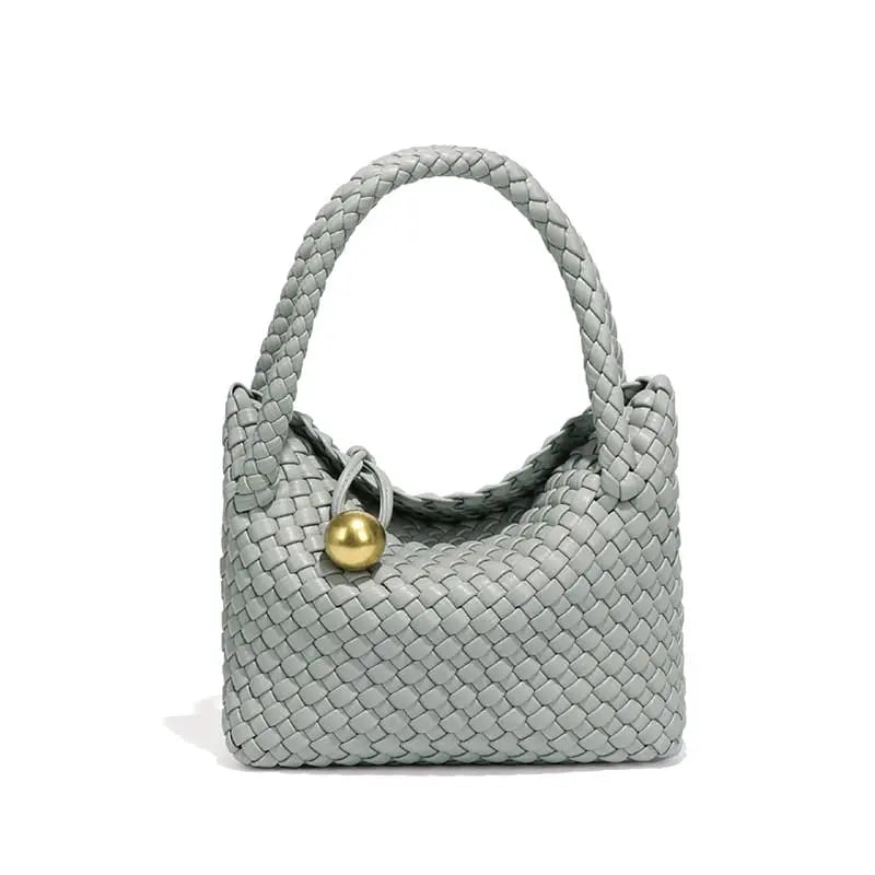Woven PU daily handbag with simple design for women-grey