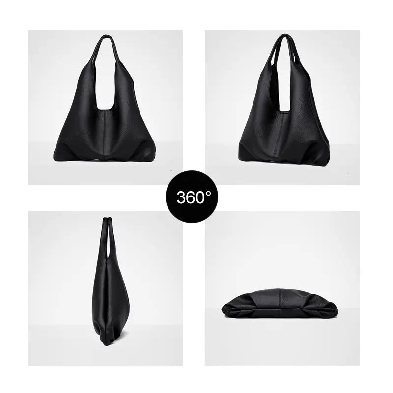 Soft PU Leather Hobo Tote Bag - Internal Display - Large Capacity Main Compartment