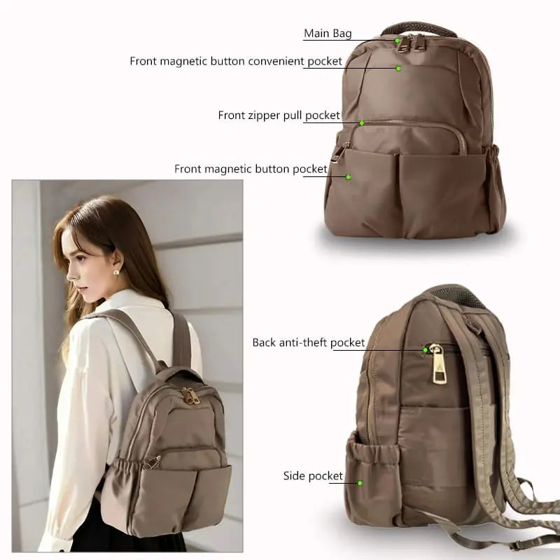 Nylon Laptop Backpack for Women – 14” Padded Compartment, Multiple pocket design