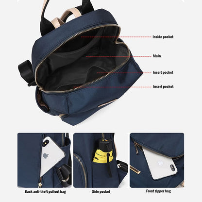 A Blue Preppy style Oxford Backpack Women Casual Shoulder bag backpack product structure