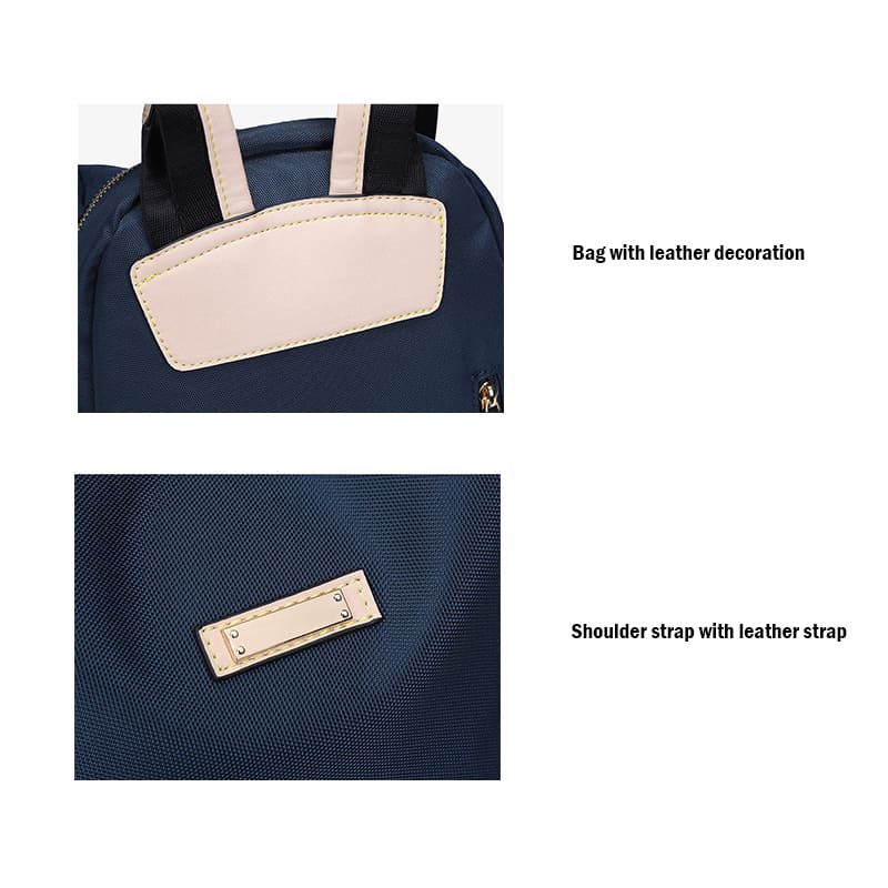 A Blue Preppy style Oxford Backpack Women Casual Shoulder bag backpack details