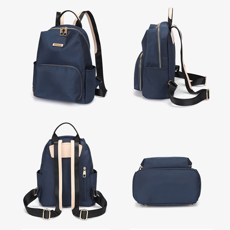 A Blue Preppy style Oxford Backpack Women Casual Shoulder bag backpack multi angle display