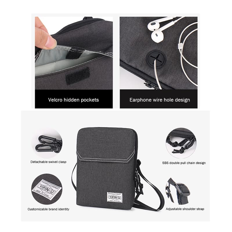 A Blue Daily Oxford Shoulder Crossbody Small Bag for Minimalist carry-on bag Details
